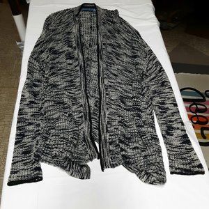 Simply Vera Wang Open Front Long Knit Cardigan Sweater Dark Blue & Grey Size L